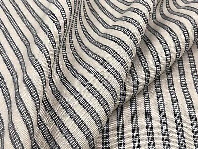 Colefax & Fowler 100% Linen Ticking Stripe Fabric- Tyrell Navy 4.40 Yds F4520-01 • £360.96