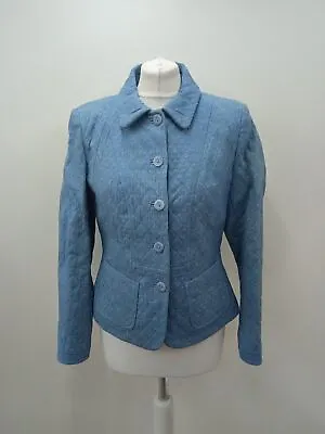 £18.51 • Buy CAROLINE CHARLES Ladies Blue Quilted Button Down Collared Jacket Size UK10