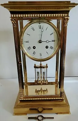 Vintage L'Epee Crystal Corinthian Column Mantel Regulator 8 Day Clock • $3150