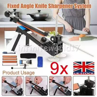 Professional Knife Sharpener Fix Angle Kitchen Sharpening System Kits W/4 Stones • £19.45