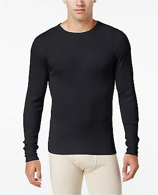 $55 Alfani Men'S Thermal Knit Shirt Long Sleeve Black Crew Neck Underwear Size S • $5.98