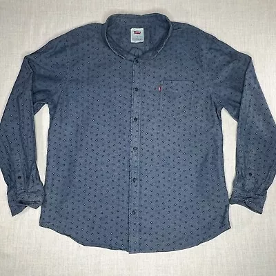 Levis Button Down Shirt Mens XXL Blue Medallion Polka Dot Long Sleeve Cotton • $10.80