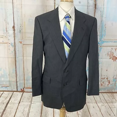 Hart Schaffner Marx Sport Coat Mens Size 40L Gray Pinstripe Micron 2000 Vintage • $35