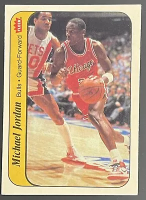 1986 Fleer Sticker Basketball #8 Michael Jordan Bulls RC Rookie HOF • $495