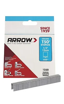 1250-Pack Of Arrow 508 Heavy Duty T50 1/2-Inch Staples: Ideal For Upholstery Co • $6.50
