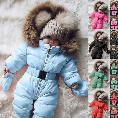 £20.16 • Buy Infant Baby Girls Snowsuit Romper Hooded Warm Outerwear Jacket Jumpsuit Coat