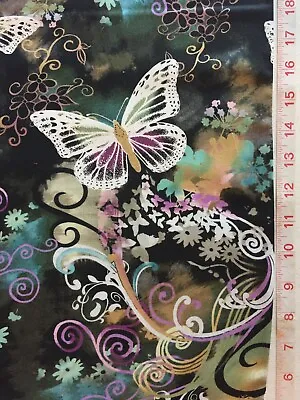 Filigree Flutter Michael Miller Fabric - Butterfly Tie Dye PurpleButterflies  • $6.79