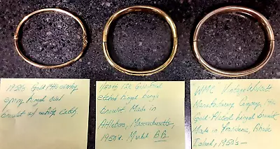 LOT OF 3 Vintage Hinged Gold Filled BRACELETS WMC WOLCOTT MANUFACTURING CO & BB • $155