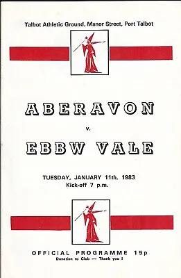 Aberavon v Ebbw Vale 11 Jan 1983 RUGBY PROGRAMME • £4.99