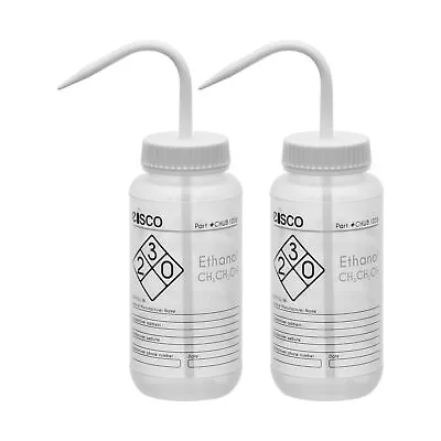 2PK Ethanol Wash Bottle 500ml - Wide Mouth Pre-Labeled - LDPE - Eisco Labs • $15.99