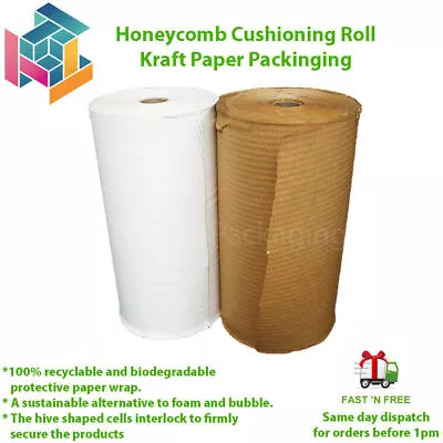  Eco Friendly Honeycomb Cushioning Bubble Wrap Roll Gift Packing Kraft Paper  • £79.99