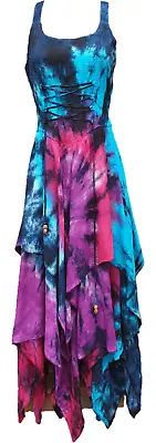 £29.99 • Buy Tie Dye Maxi Dress Rainbow Multi Colored Handkerchief Hem Plus Size 18 20 22 24