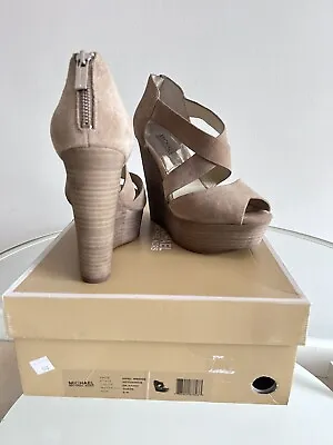 Michael Kors Ariel Wedges Suede Dk Khaki Size 8 • $42