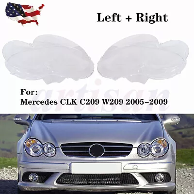 Headlight Lens Replacement Cover Left+Right For Mercedes CLK C209 W209 05-2009 • $139.09