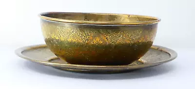 Antique Islamic Eastern Brass Bowl & Dish / Under Plate Ornately Hand Decorated • $8.64