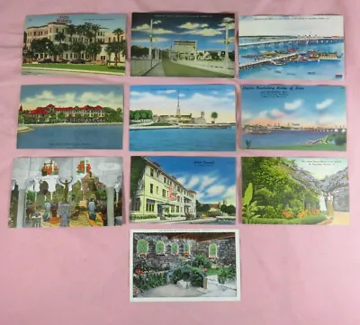 $5.99 • Buy 10 NEW- ST AUGUSTINE Florida Linen Postcard Lot 1940's - MINT!