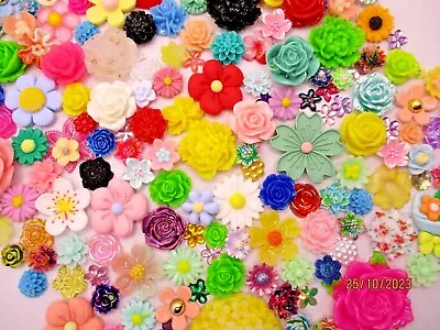 Flower Embellishments Flatback Scrapbook Craft Jewels Charms Cabochons Rainbow • £3.99