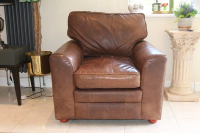 £550 • Buy Halo Brown Leather Quality Armchair Aniline Cigar Antiqued