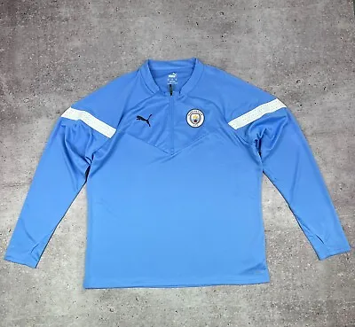 Puma Manchester City Fc Men's 1/4-zip Football Training Top - Team Light Blue/pu • $65