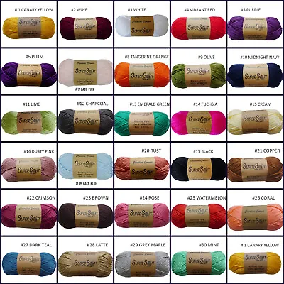 Knitting Yarn 5x100g 8ply 100% Acrylic Super Soft Yarn Solid Colours  • $19.95