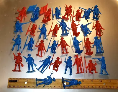 Vintage (?) MPC / BMC REVOLUTIONARY WAR Soft Plastic TOY SOLDIERS Red & Blue AWI • $30