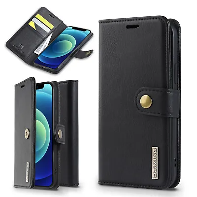 $32.99 • Buy IPhone 12 Pro Wallet Case Real Leather Card Slot, Magnetic Flip Cover For Apple