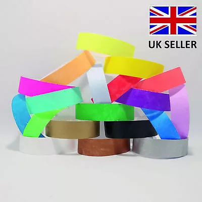 19mm Plain Coloured TYVEK Paper ID Wristbands Events Parties Festivals Admission • £3.49