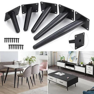 £20.95 • Buy 4pcs Iron Table Legs Tapered Bench Steel Black Coffee Chair Furniture Industrial