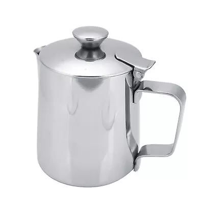 Stainless Steel Coffee Cup Mug Milk Frothing Pitcher Jug W/Lid For Latte Coff • £11.12