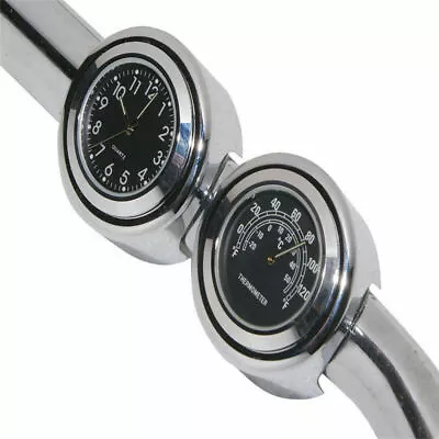 7/8'' 1'' Motorcycle Handlebar Temp Thermometer Dial Clock Glow Universal Handle • $14.59