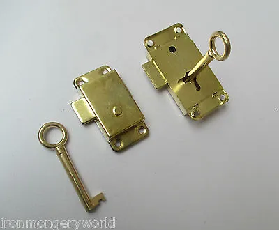 VINTAGE RETRO OLD STYLE BRASS WARDROBE LOCK -Cupboard Drawer Cabinet Door Catch  • £5.99