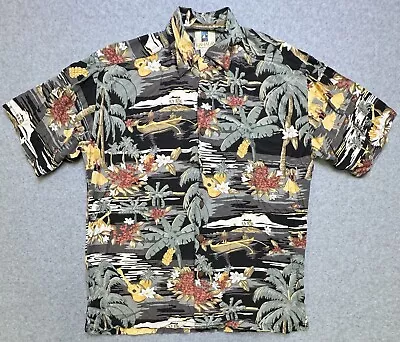 Vintage Kahala Men’s Button Up Shirt Aloha Floral Beach Hawaiian Size S Black • $22.49