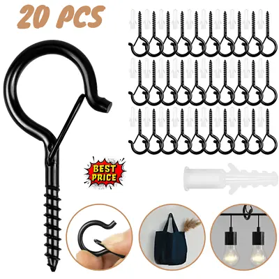 Screw Hooks Outdoor Q-Hanger String Light Hanger With Safety Buckle 20 PCS • £6.75