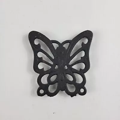 Vintage Cast Iron Butterfly Trivet Footed Small Black Taiwan 3.5” • $14.95