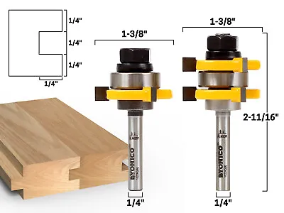 3/4  2 Bit Tongue And Groove Router Bit Set - 1/4  Shank - Yonico 15228q • $38.95