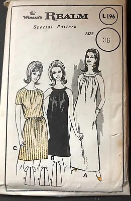 £4 • Buy Vintage Sewing Pattern 60s Woman's Realm L196 Evening Dress Pre-cut Sz 36  Chest