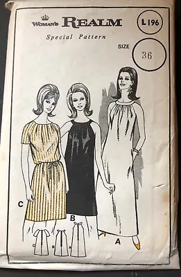 £4 • Buy Vintage Sewing Pattern 60s Woman's Realm L196 Evening Dress Pre-cut Sz 36  Chest
