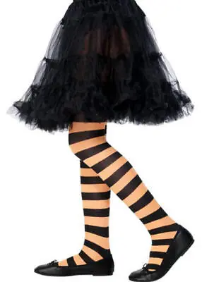 Striped Colour Girls Tights Fancy Dress Fairytale Halloween Kids Costume Tights • £6.99