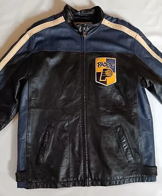 Vintage Indiana Pacers Jacket Size Large Leather Bomber NBA G-III Carl Banks  • $49.99