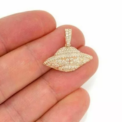 1Ct Round Lab Created Diamond UFO Spaceship Pendant Women's 14K Gold Plated • $81.99