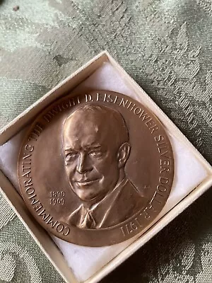 1971 Medallic Art Co Bronze Silver Dollars Of America 3-D Dwight D Eisenhower • $21.99