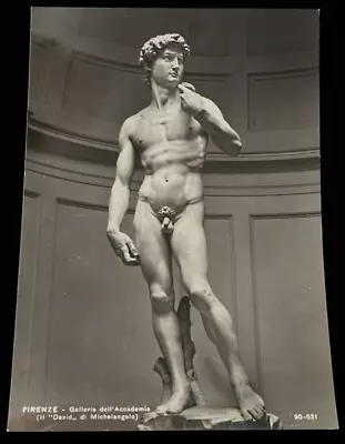 David Of Michelangelo Statue Vintage Italian Italy B&W Photo RPPC Postcard • $6.99