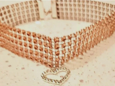 £3.99 • Buy Gift Boxed Women' Necklace Silver Diamante Crystal Choker Collar Large Heart UK
