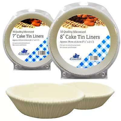 Deluxe Silicon Coated Non Stick 7  8  Baking Greaseproof Paper Cake Tin Liners • £12.79