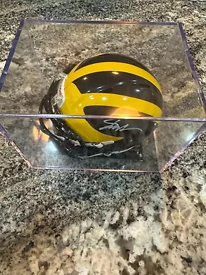 Jim Harbaugh Autographed Mini Michigan Helmet COA GlitterGraphs With Case • $199
