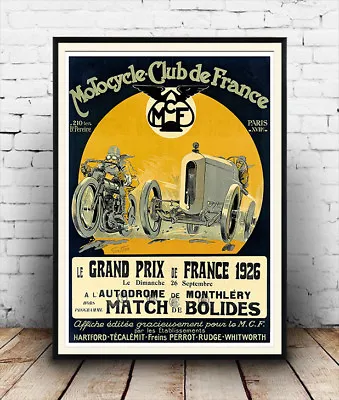 Motorcycle Club De France  Vintage Motoring  Advertising Poster Reproduction. • £5.09