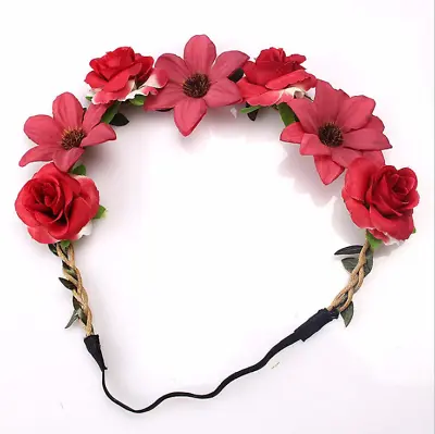 £3.59 • Buy New Flower Crown Headband Hair Wreath Garland Ribbon Wedding Beach UK