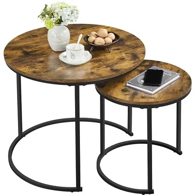 £48.99 • Buy Nesting Coffee Tables Set Of 2, Round Stacking Sofa Side Tables For Living Room