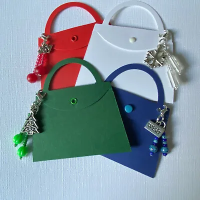Handbag Bag Die Cuts Christmas Theme Beads Tree Snowflake Wish & Joy Charms • £2