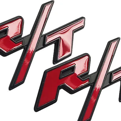 2X For RT R/T Emblems Side Fender Black Red Nameplate Badge Sticker • $14.99